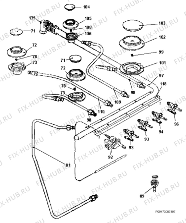 Взрыв-схема плиты (духовки) Zanussi ZCG5000 - Схема узла Section 6
